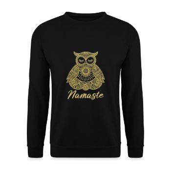 Namaste Eule Mandala - Unisex Pullover - Schwarz - Vorne - Alina (178cm) & Michal (187cm)