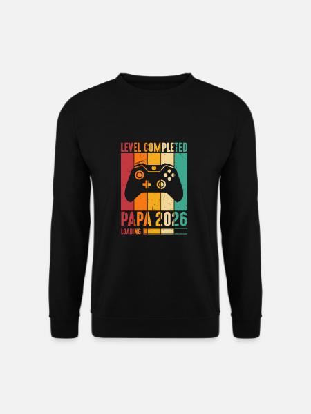 Level Completed Papa 2026 Loading Werdender Papa - Unisex Pullover - Schwarz