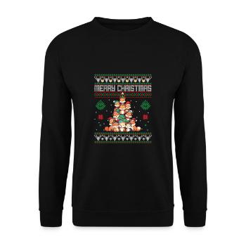 Fuchs Weihnachten Wald - Unisex Pullover - Schwarz - Vorne - Alina (178cm) & Michal (187cm)