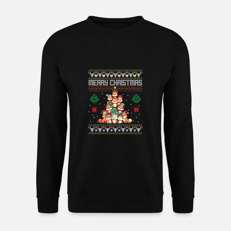 Fuchs Weihnachten Wald - Unisex Pullover - Schwarz