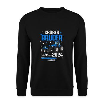 Großer Bruder 2024 Baby Traktor Landwirt - Unisex Pullover - Schwarz - Vorne - Alina (178cm) & Michal (187cm)
