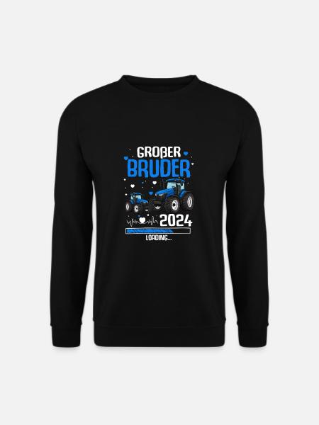 Großer Bruder 2024 Baby Traktor Landwirt - Unisex Pullover - Schwarz