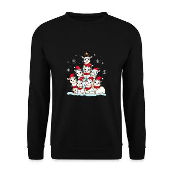 Lama Weihnachten Weihnachtsmann - Unisex Pullover - Schwarz - Vorne - Alina (178cm) & Michal (187cm)