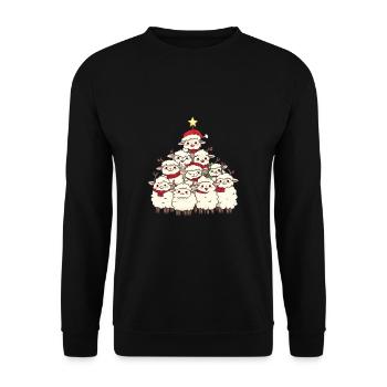 Schaf Weihnachten Christbaum - Unisex Pullover - Schwarz - Vorne - Alina (178cm) & Michal (187cm)