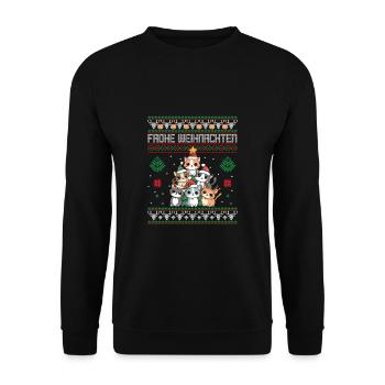 Katze Weihnachtsbaum Weihnachten Katzen - Unisex Pullover - Schwarz - Vorne - Alina (178cm) & Michal (187cm)