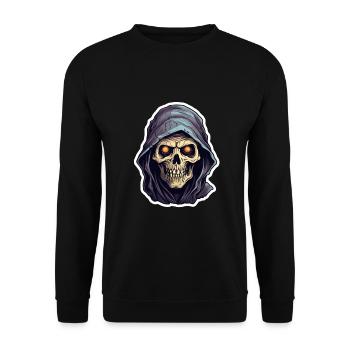 Tod Totenkopf Halloween - Unisex Pullover - Schwarz - Vorne - Alina (178cm) & Michal (187cm)