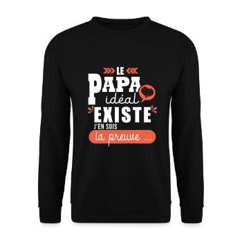 Cadeau papa idéal fête papa T shirt papa - Sweat-shirt Unisexe - noir - Devant - Alina (178cm) & Michal (187cm)