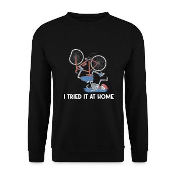 I Tried It At Home Skelett Fahrradunfall - Unisex Pullover - Schwarz - Vorne - Alina (178cm) & Michal (187cm)