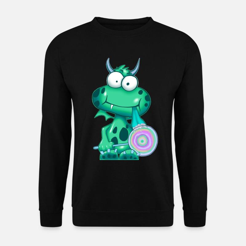 Grünes Monster mit Lolli - Unisex Pullover - Schwarz