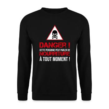 Attention ! Cette personne aime manger ! - Sweat-shirt Unisexe - noir - Devant - Alina (178cm) & Michal (187cm)