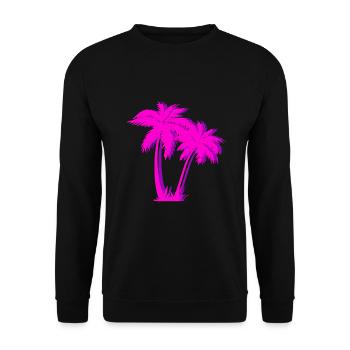Vaporwave Pink Palm Tree Gift Aesthetic Style - Unisex Sweatshirt - black - Front - Alina (178cm) & Michal (187cm)