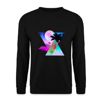 Vaporwave Dolphin 80's hypnotic Sunset scene - Unisex Sweatshirt - black - Front - Alina (178cm) & Michal (187cm)