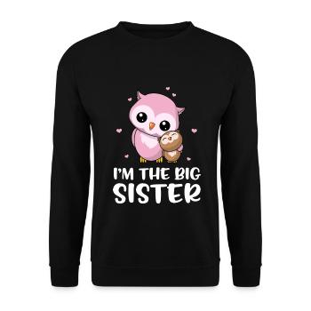 I'm The Big Sister - Big Owls Sister - Unisex Sweatshirt - black - Front - Alina (178cm) & Michal (187cm)