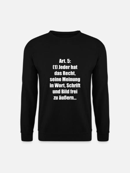 Artikel 5 Grundgesetz - Meinungsfreiheit - Unisex Pullover - Schwarz