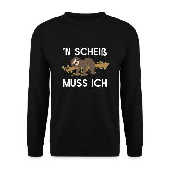 Fauler Faulenzer Relax Faultier Spruch N' Scheiß - Unisex Pullover - Schwarz - Vorne - Alina (178cm) & Michal (187cm)