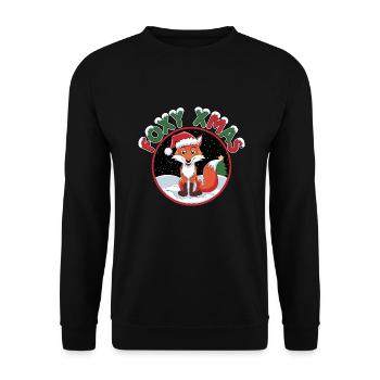 Foxy Noël Renard Noël Père Noël Drôle - Sweat-shirt Unisexe - noir - Devant - Alina (178cm) & Michal (187cm)