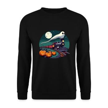 Halloween fantôme locomotive chemin de fer citrouille drôle - Sweat-shirt Unisexe - noir - Devant - Alina (178cm) & Michal (187cm)