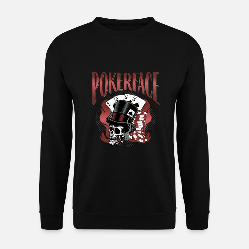 Pokerface Pokerspieler Totenkopf Poker Skull - Unisex Pullover - Schwarz