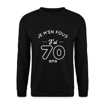 Birthday 70 years - I don't care I'm 70 years old - Unisex Sweatshirt - black - Front - Alina (178cm) & Michal (187cm)