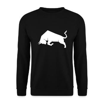 Bulle Stier Weiß Börse - Unisex Pullover - Schwarz - Vorne - Alina (178cm) & Michal (187cm)