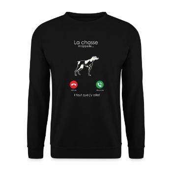 La Chasse m'appelle (Chien De Chasse - Sweat-shirt Unisexe - noir - Devant - Alina (178cm) & Michal (187cm)