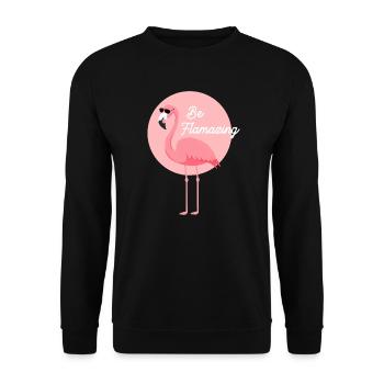 Sardinien-Flamingobild, Wandern & Camping - Unisex Pullover - Schwarz - Vorne - Alina (178cm) & Michal (187cm)