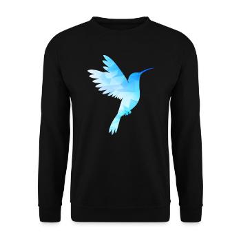 Kolibri weiß blau Vogel low poly fliegt exotisch - Unisex Pullover - Schwarz - Vorne - Alina (178cm) & Michal (187cm)