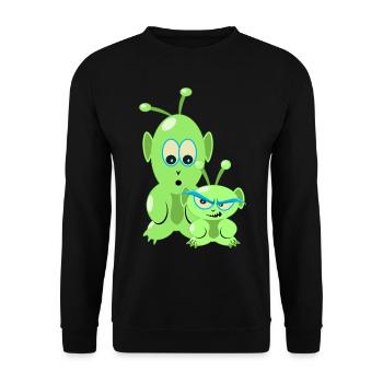 Deux petits aliens drôles - des martiens cool - Sweat-shirt Unisexe - noir - Devant - Alina (178cm) & Michal (187cm)