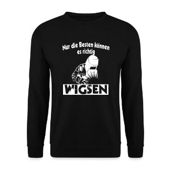 Wig Schweißer Wigser Schweißen Metallbauer Spruch - Unisex Pullover - Schwarz - Vorne - Alina (178cm) & Michal (187cm)