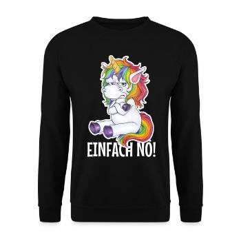 Einfach Nö! Lustiges Einhorn Regenbogen Geschenk - Unisex Pullover - Schwarz - Vorne - Alina (178cm) & Michal (187cm)