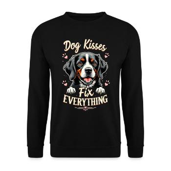 Dog Kiss Dog Dog Lover - Unisex Sweatshirt - black - Front - Alina (178cm) & Michal (187cm)