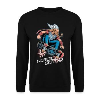 Nordic Skater Wikinger - Unisex Pullover - Schwarz - Vorne - Alina (178cm) & Michal (187cm)