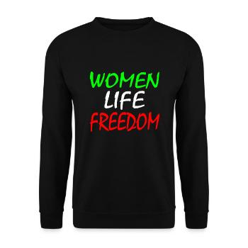Women life freedom - Sweat-shirt Unisexe - noir - Devant - Alina (178cm) & Michal (187cm)