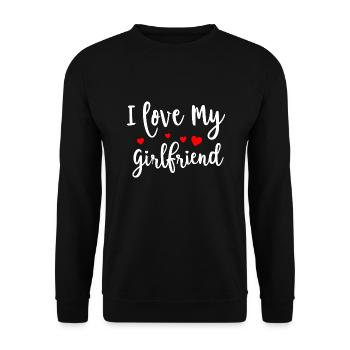 I Love My Girlfriend: Liebe zeigen - Unisex Pullover - Schwarz - Vorne - Alina (178cm) & Michal (187cm)