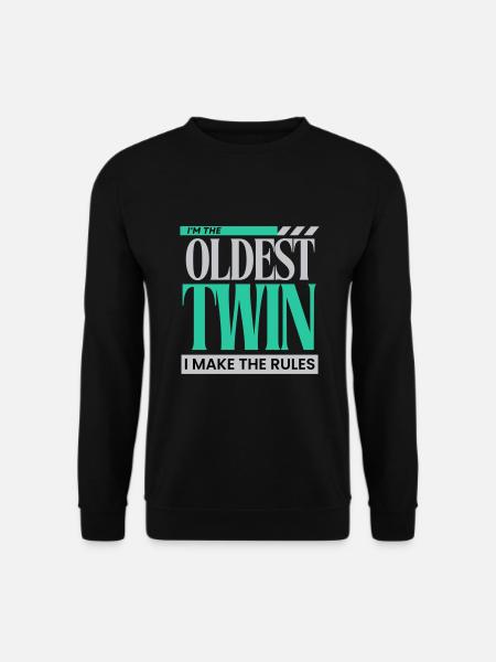 Ich bin der älteste Zwilling Ich mache die Regeln lustig Geschwister - Unisex Pullover - Schwarz
