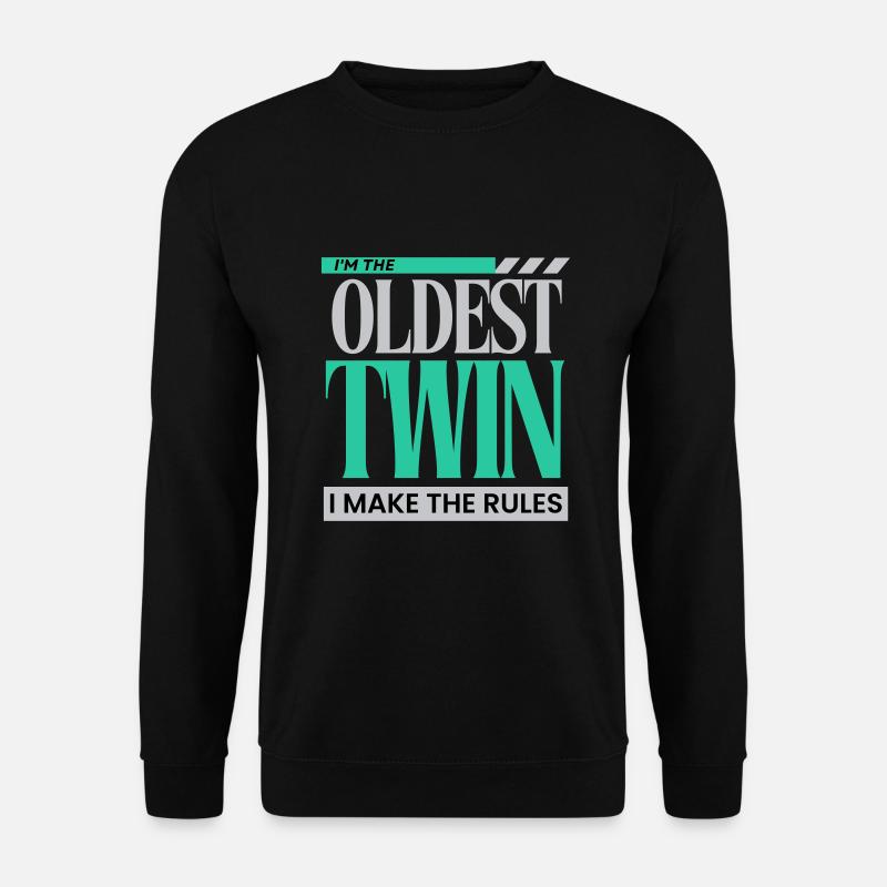 Ich bin der älteste Zwilling Ich mache die Regeln lustig Geschwister - Unisex Pullover - Schwarz