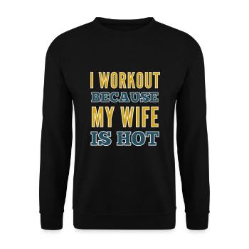 Ich trainiere, weil meine Frau heiß ist Bodybuilding-Fitnessstudio - Unisex Pullover - Schwarz - Vorne - Alina (178cm) & Michal (187cm)