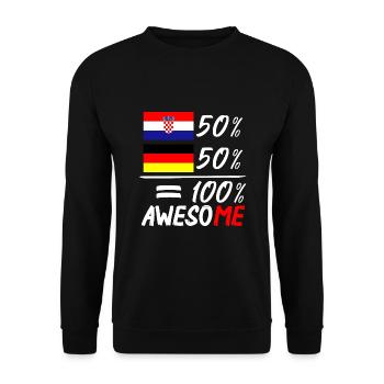 50% Kroatisch 50% Deutsch - Unisex Pullover - Schwarz - Vorne - Alina (178cm) & Michal (187cm)
