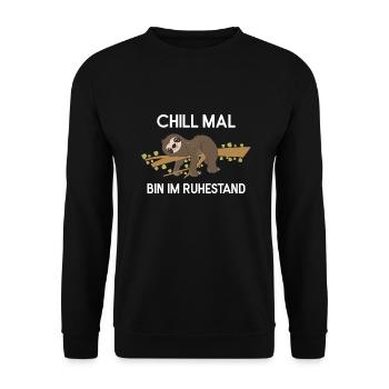 Fauler Faulenzer Relax Faultier Spruch Rente - Unisex Pullover - Schwarz - Vorne - Alina (178cm) & Michal (187cm)