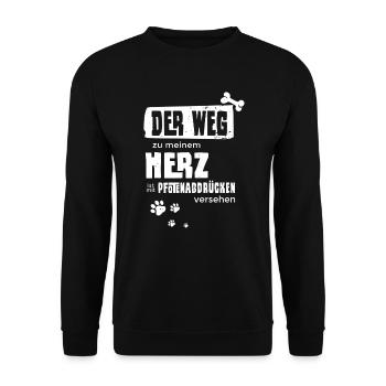 Hunde Shirt-Pfotenabdrücke - Unisex Pullover - Schwarz - Vorne - Alina (178cm) & Michal (187cm)