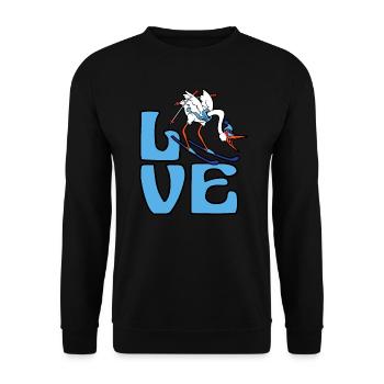 Skieur cigogne ski sport d'hiver neige - Sweat-shirt Unisexe - noir - Devant - Alina (178cm) & Michal (187cm)