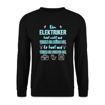 Elektriker Elektrik müde - Unisex Pullover - Schwarz - Vorne - Alina (178cm) & Michal (187cm)