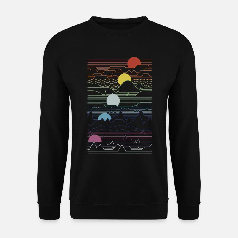 Multipler Sonnenaufgang Planet Geometrisch Retro - Unisex Pullover - Schwarz