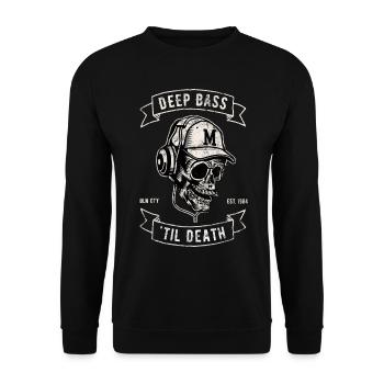 Deep Bass jusqu’à la mort | Conception minimale des basses et de l’électroérosion - Sweat-shirt Unisexe - noir - Devant - Alina (178cm) & Michal (187cm)