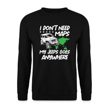 Je n’ai pas besoin de cartes Mes Jeeps vont n’importe où - Sweat-shirt Unisexe - noir - Devant - Alina (178cm) & Michal (187cm)