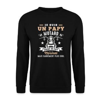 Motard Papy Moto Humour Cadeau Motorcycle Retraite - Sweat-shirt Unisexe - noir - Devant - Alina (178cm) & Michal (187cm)
