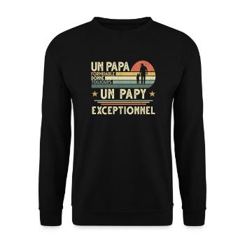 Papa Formidable Donne Toujours Papy Exceptionnel - Sweat-shirt Unisexe - noir - Devant - Alina (178cm) & Michal (187cm)