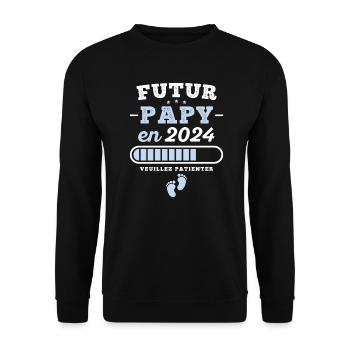 Future Grandpa 2024 Gift New Birth Grandpa - Unisex Sweatshirt - black - Front - Alina (178cm) & Michal (187cm)