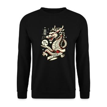 Skorpion Sternzeichen Jahr des Drachen Tierkreiszeichen - Unisex Pullover - Schwarz - Vorne - Alina (178cm) & Michal (187cm)