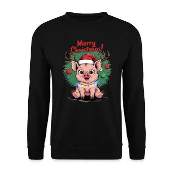 Cochon Noël fermier Joyeux Noël fermier - Sweat-shirt Unisexe - noir - Devant - Alina (178cm) & Michal (187cm)